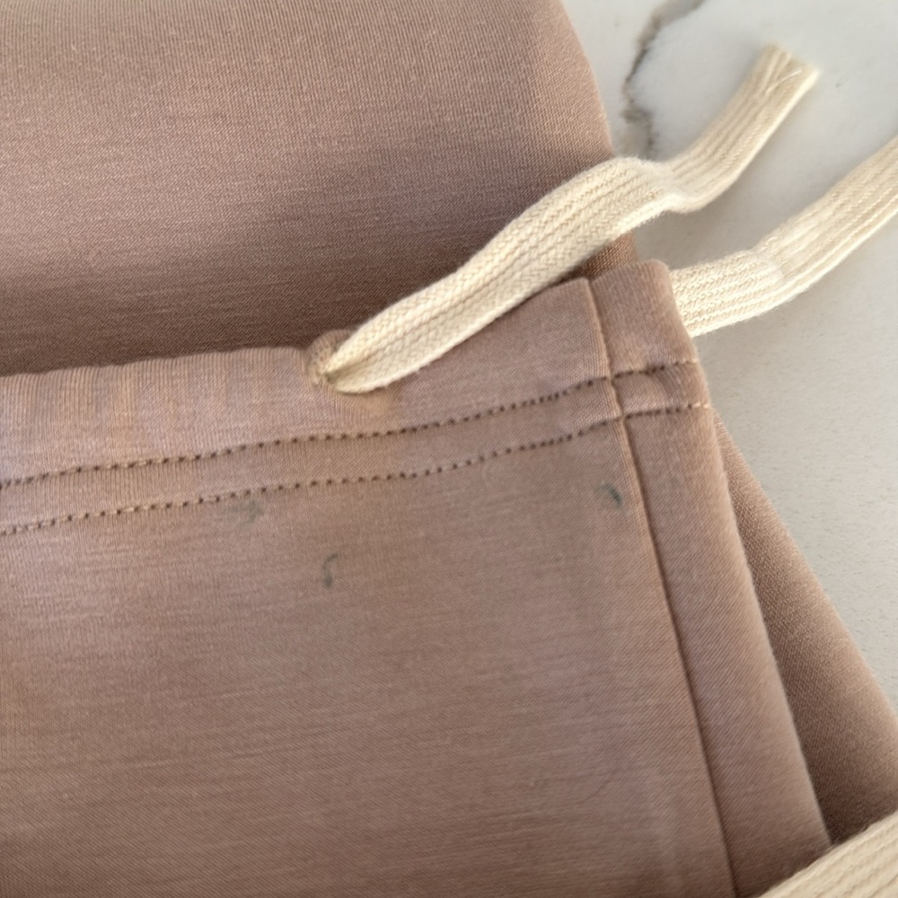 NAP Loungewear Oversized Wide Leg Pants With Tie Hem Tan Color Womens Size Large - Picture 16 of 16